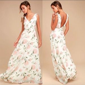 Lulu’s Romantic Possibilities White Floral Print Maxi Dress